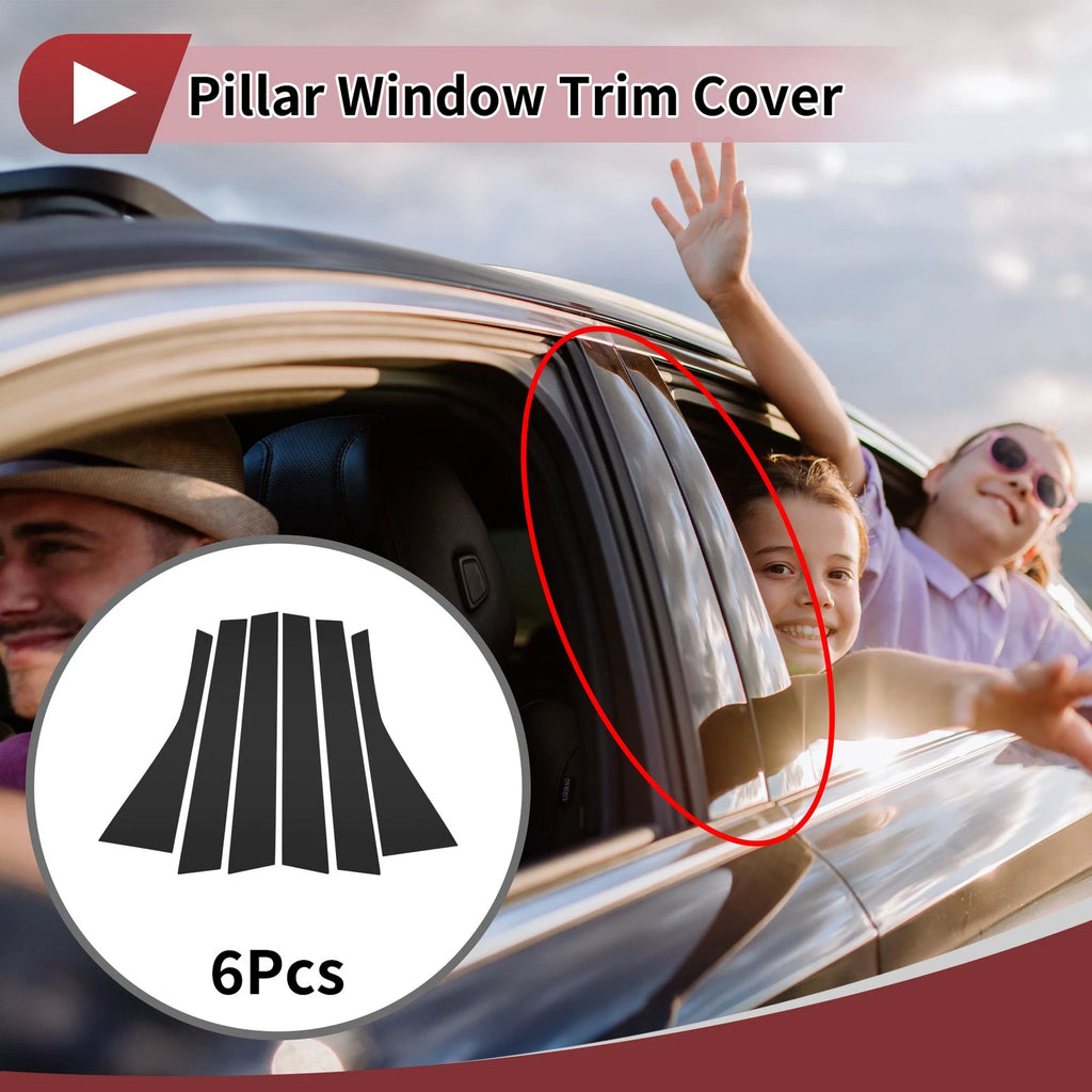 6 Pcs Car Door Pillar Window Trim for Honda Fit/Jazz (2004–2007) Black