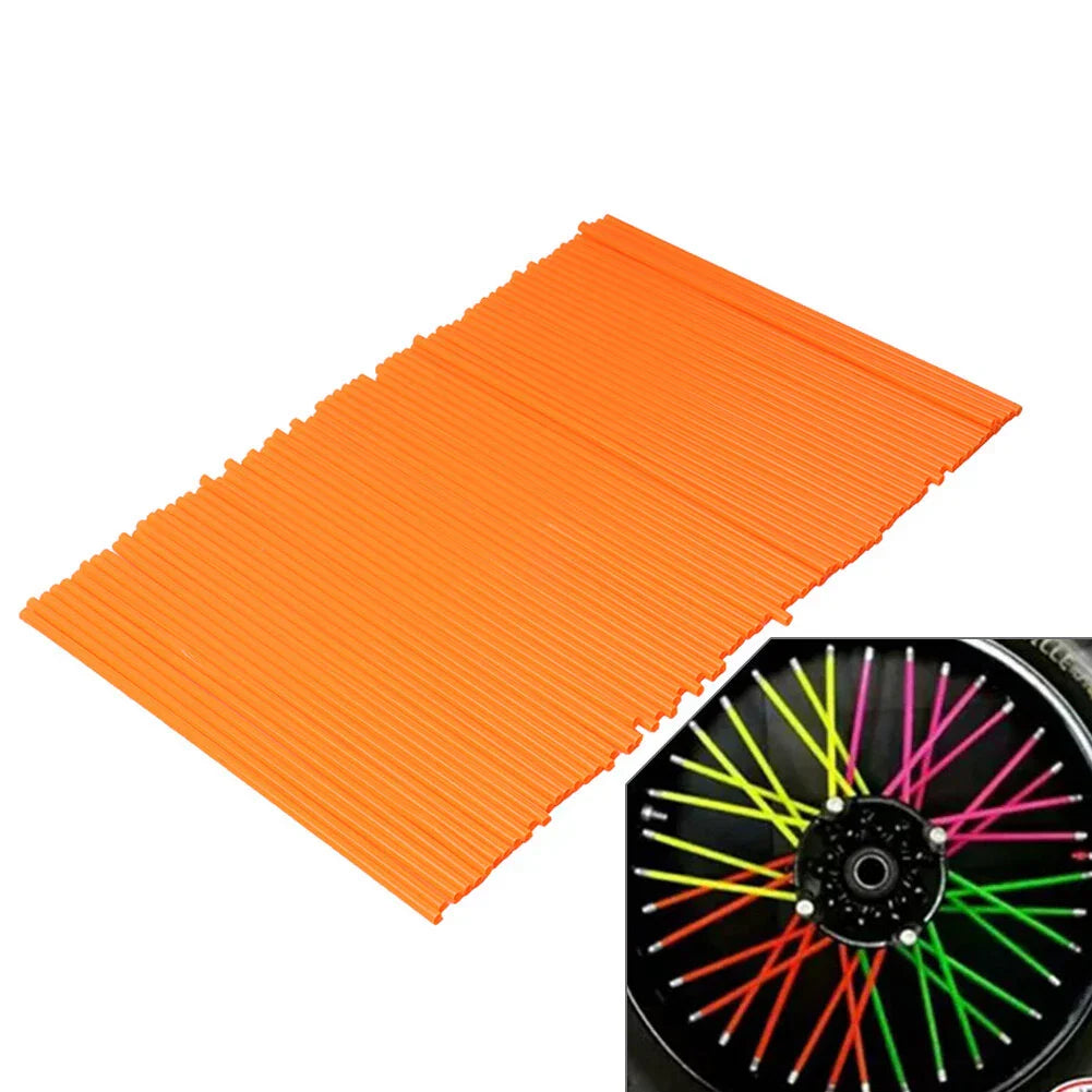 72pcs Spoke Skins Covers for Motocross Dirt Bike Wheel Rim Guard Orange