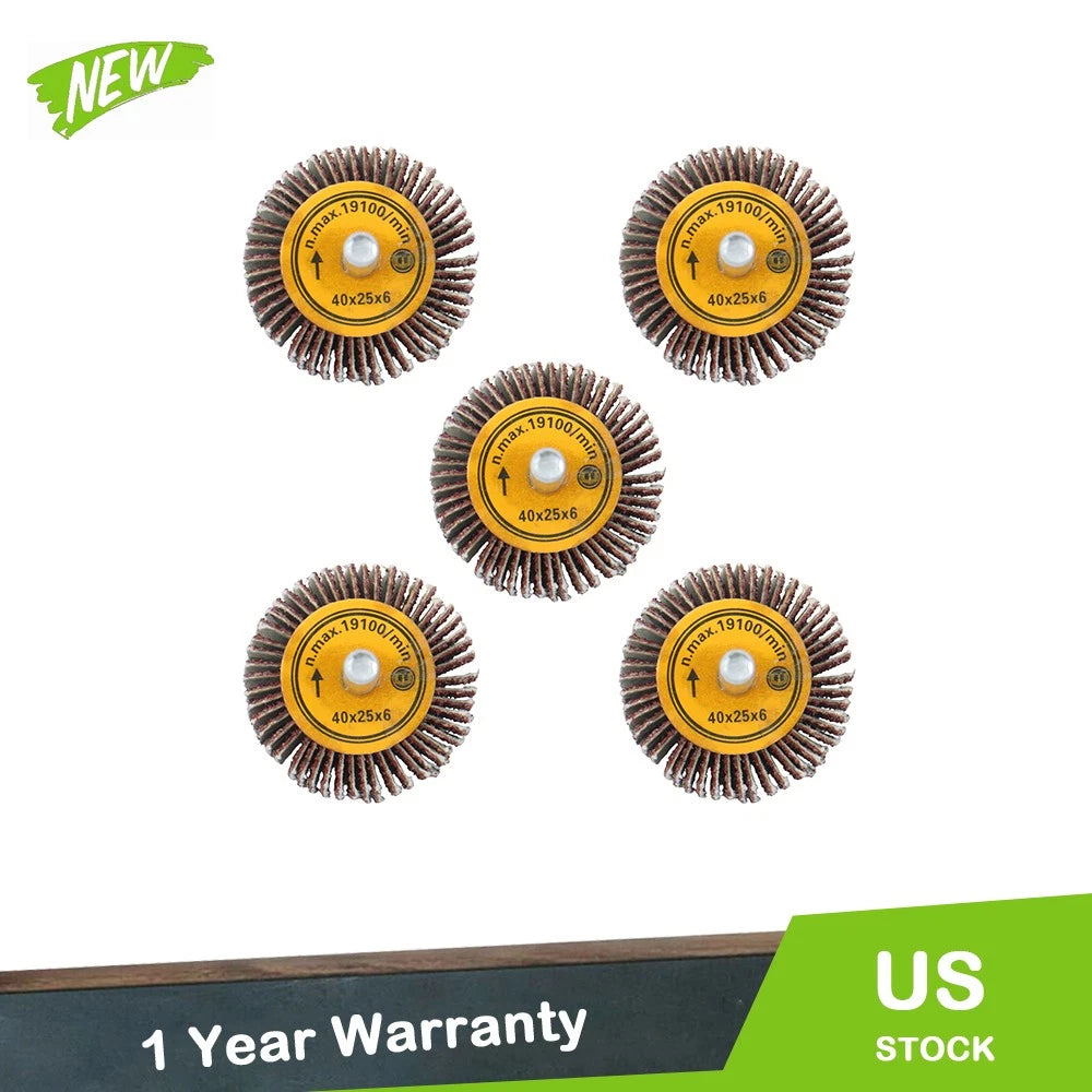 Set of 5 Flap Wheels for Various Applications (1-1/2" x 1" x 1/4")