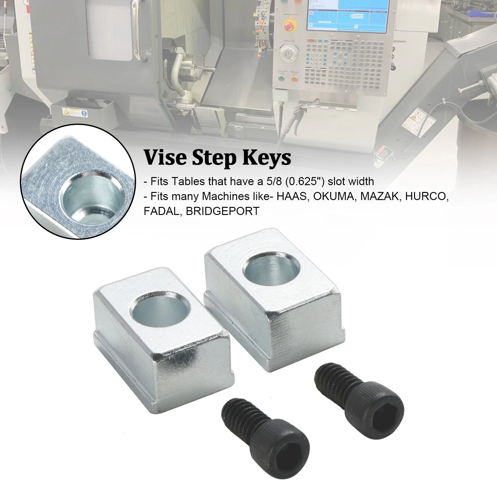 Kurt Style Vise Step Keys Set of 2 for Kurt Vises (4140 Steel, 11/16 x 5/8)