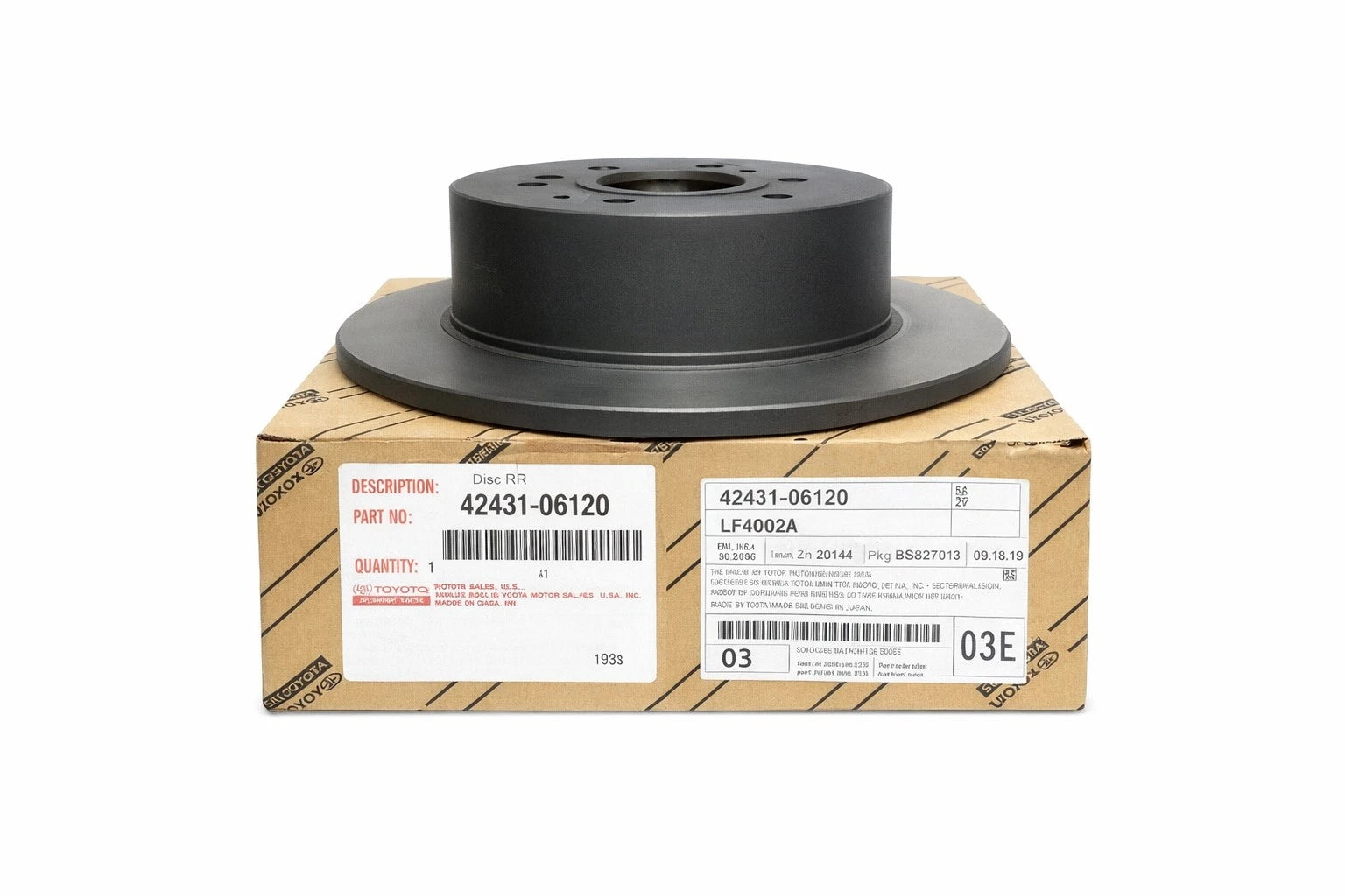 Genuine OEM Rear Disc Brake Rotor for Toyota Avalon, Camry (1995–2020) 4243106120