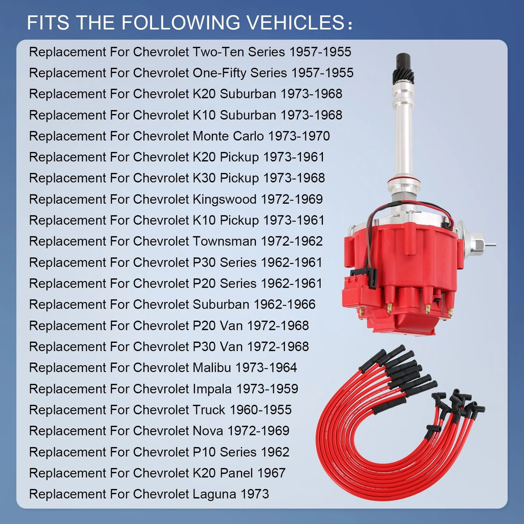 HEI Distributor with Spark Plug Wires for Chevy SBC 350 BBC 454