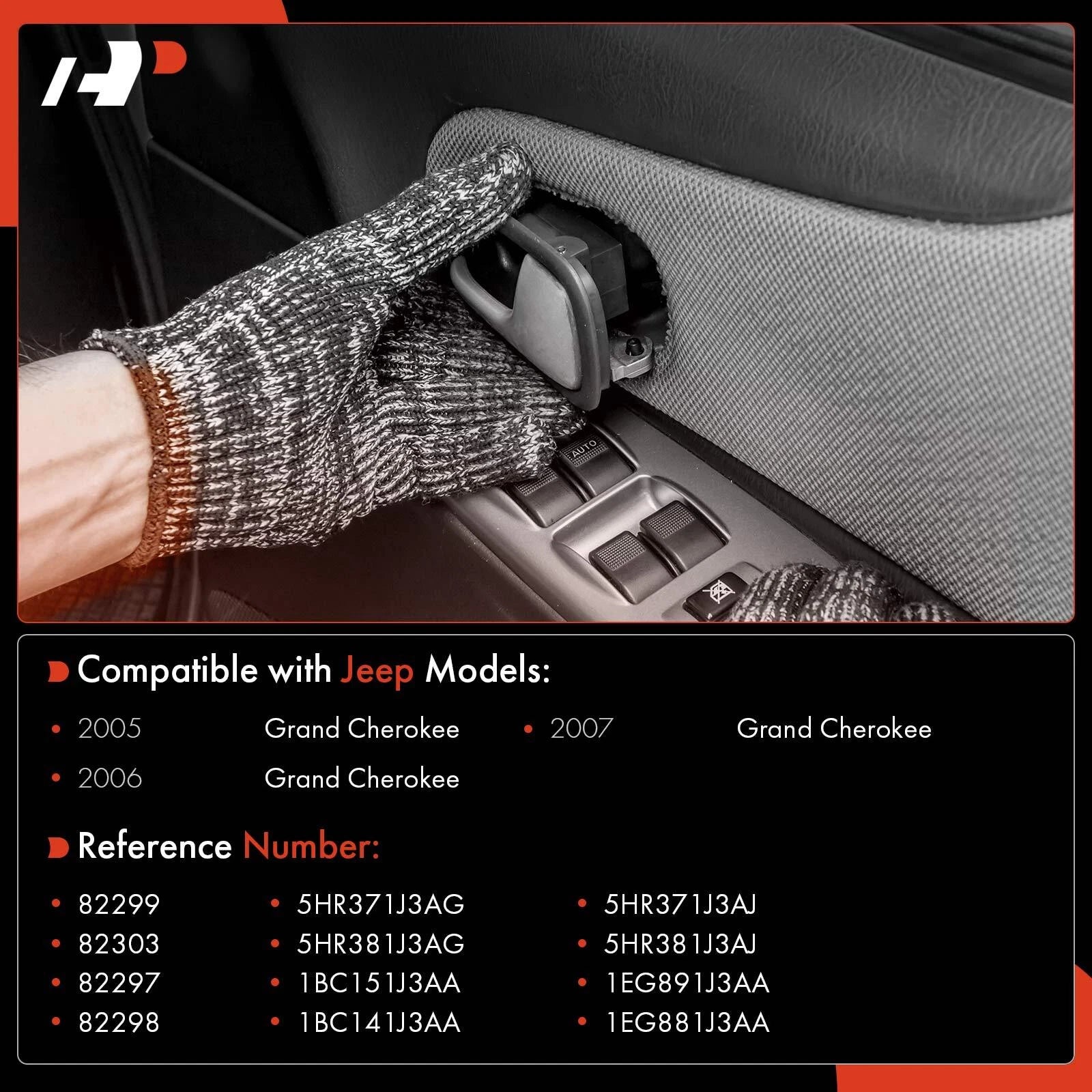 Set of 4 Front & Rear Interior Door Handles for Jeep Grand Cherokee (2005–2010)
