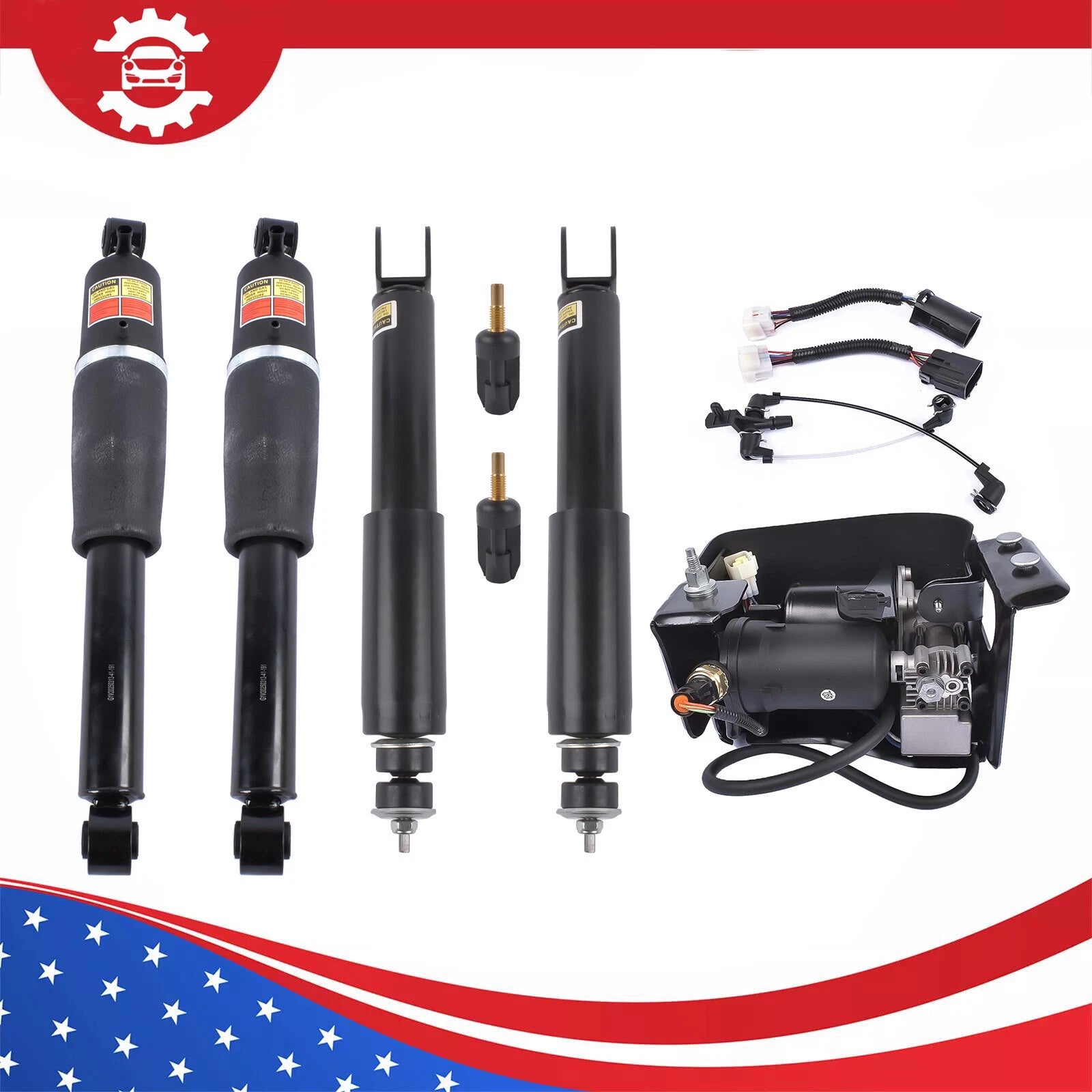 Air Shocks Struts + Compressor Pump for Escalade, Suburban, GMC Yukon (2002–2020)
