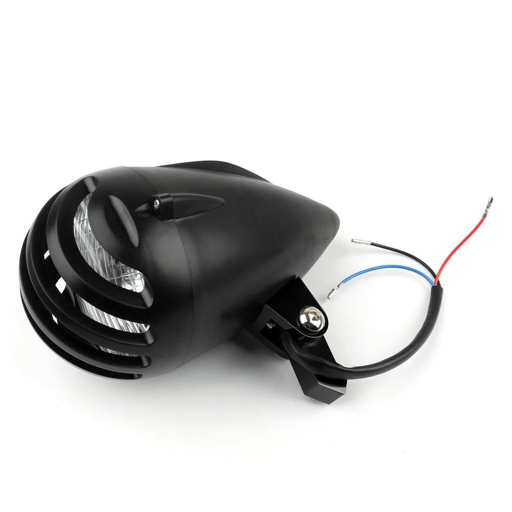 5.5" Black Bullet Headlight Lamp for Bobber Chopper (Metric)