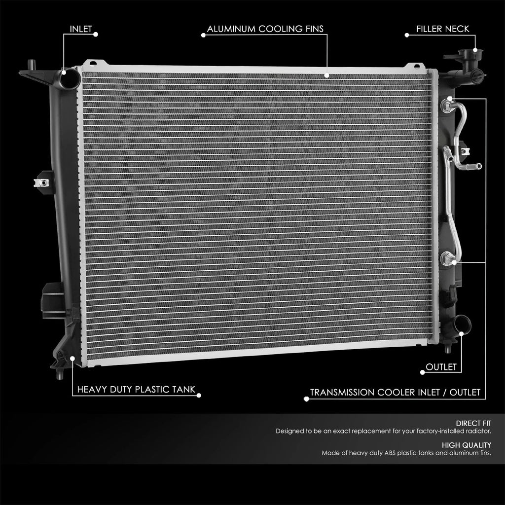 OE Style Radiator for Hyundai Equus (2011–2016) DPI13472 1-3/8 in 1 Row Aluminum