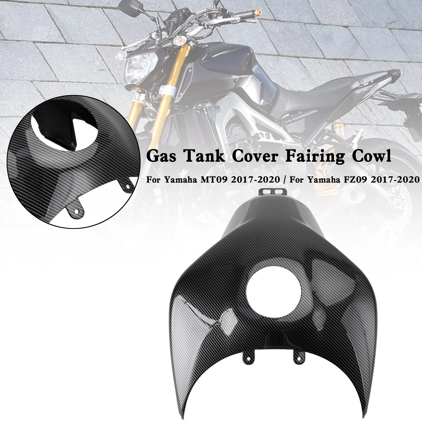 Gas Tank Cover Trim for Yamaha MT-09 MT09 FZ09 (2017–2020) Carbon #3