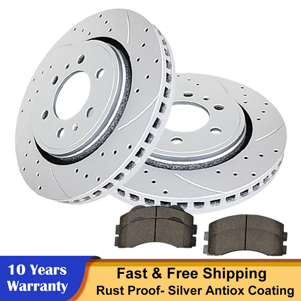 Front Drilled Brake Rotors & Ceramic Pads Kit for 2010–2020 Ford F-150