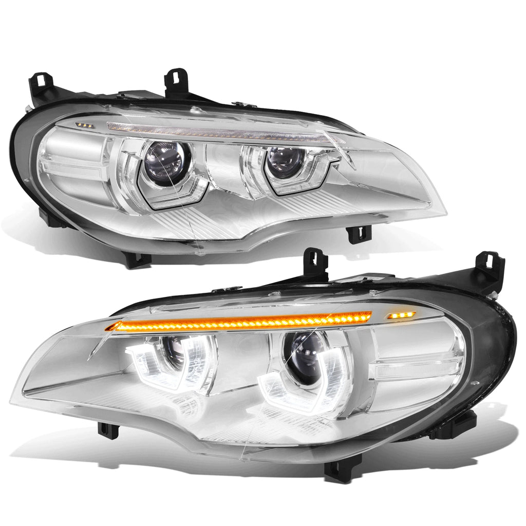 AFS LED Projector Sequential Headlights for BMW X5 (2007–2010) - Chrome/Clear