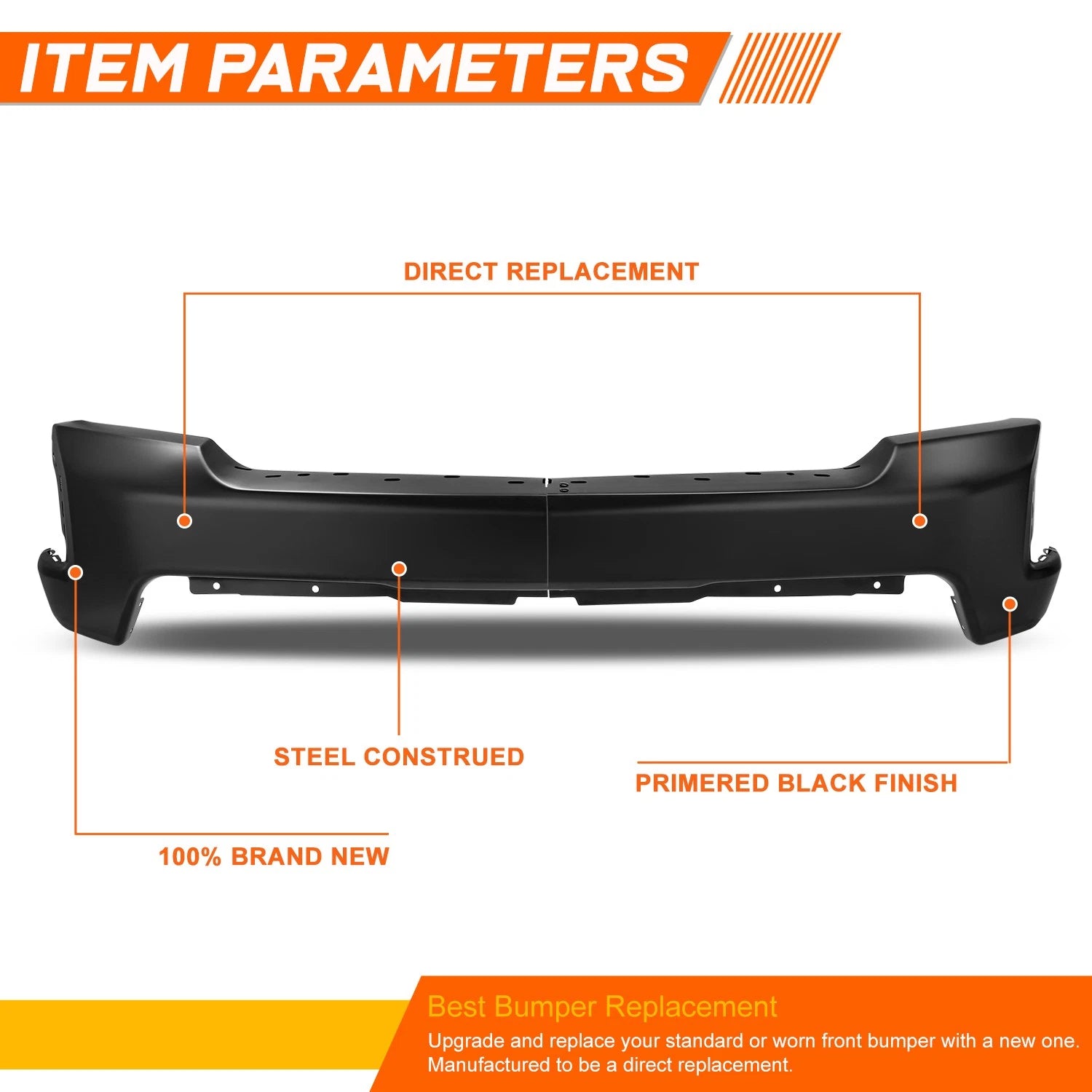 Front Bumper Face Bar for Chevy Silverado 1500 LTD (2019–2022) Black