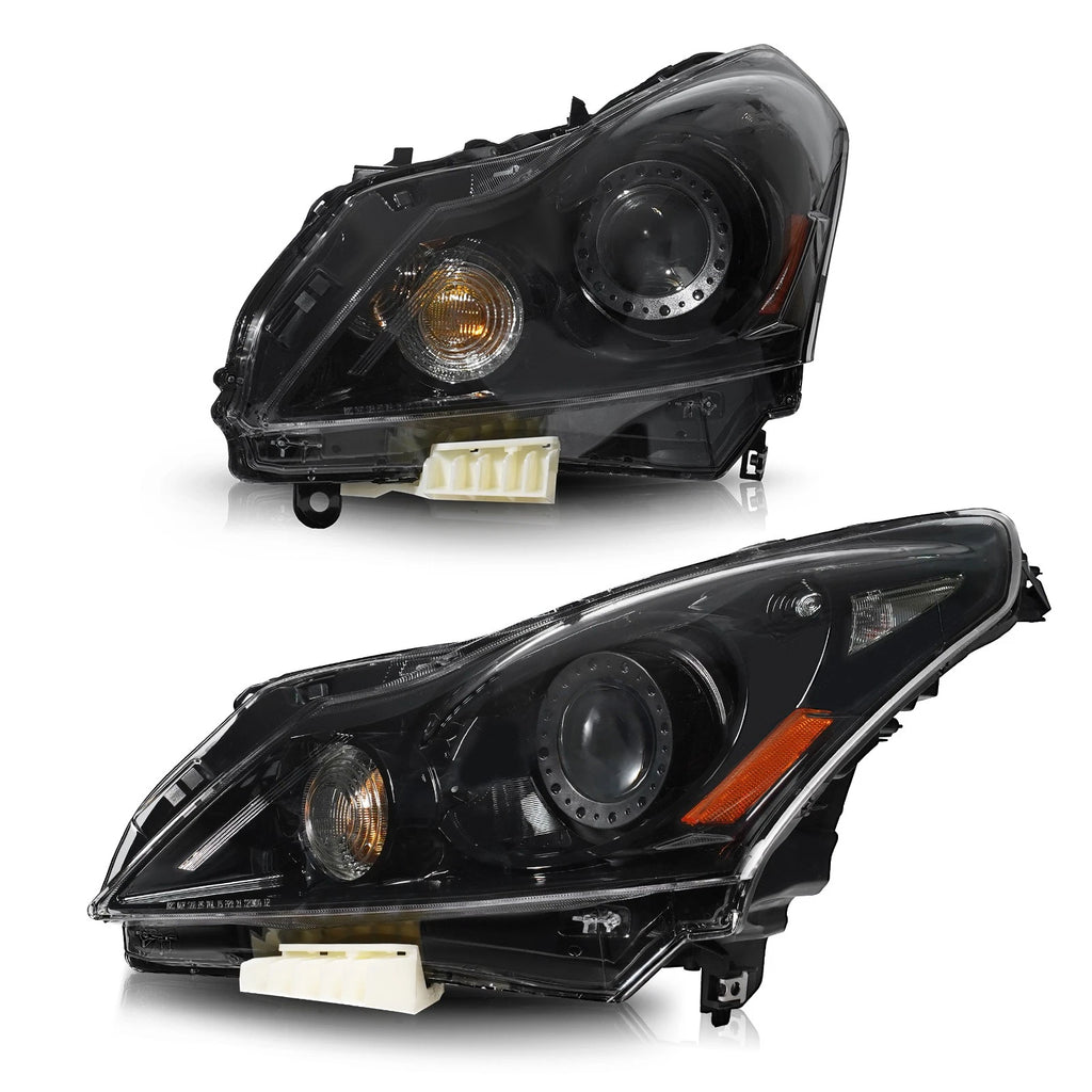 HID Headlight Pair for Infiniti G37 G25 Sedan (2010–2013) Black w/o AFS
