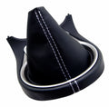 Leather Manual Shift Boot Cover for Nissan 370Z (2008–2019) Black White Stitch