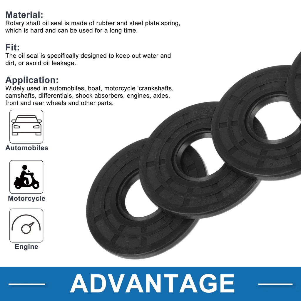 Set of 5 Oil Seal Rotary Shaft Seal Nitrile Rubber 25x62x5mm