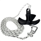 20 Lb River Boat Anchor Kit with 3/8"x50' Rope & Snap Hook for Boats