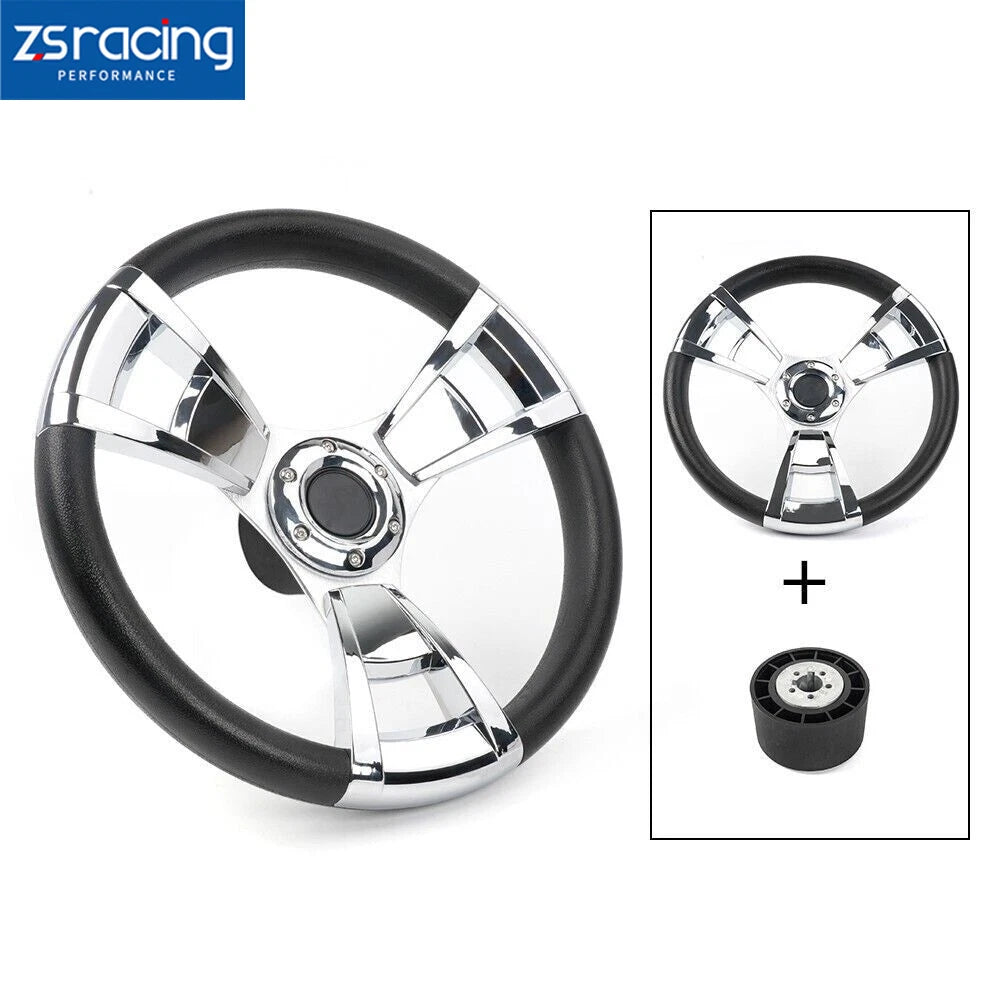 3-Spoke 13.5" Marine Boat Steering Wheel with Hub Adapter