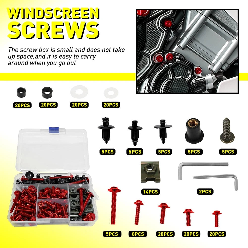 194pcs Fairing Bolts Kit Aluminum M5 M6 for Suzuki GSXR600 GSXR750 (2006–2023)