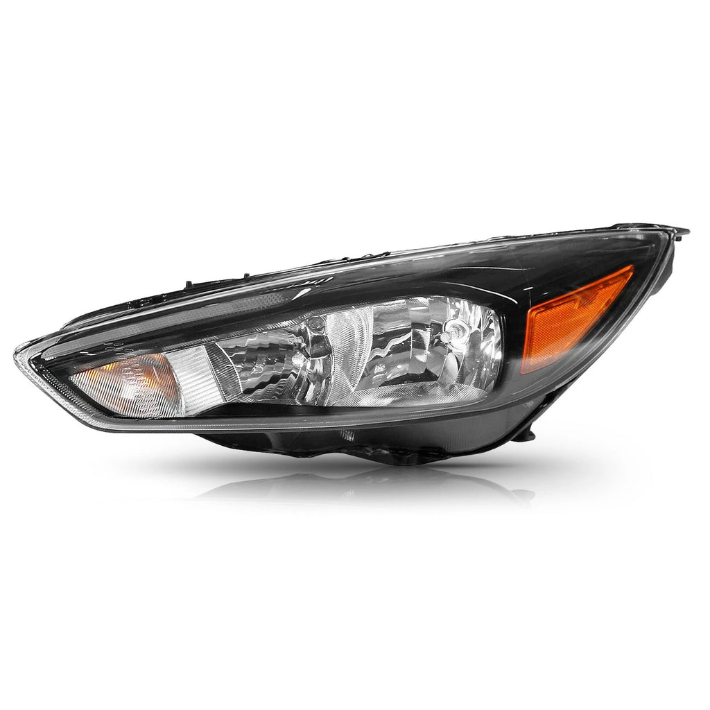 Halogen Headlights for Ford Focus (2015–2018) LED DRL Black Left + Right Pair