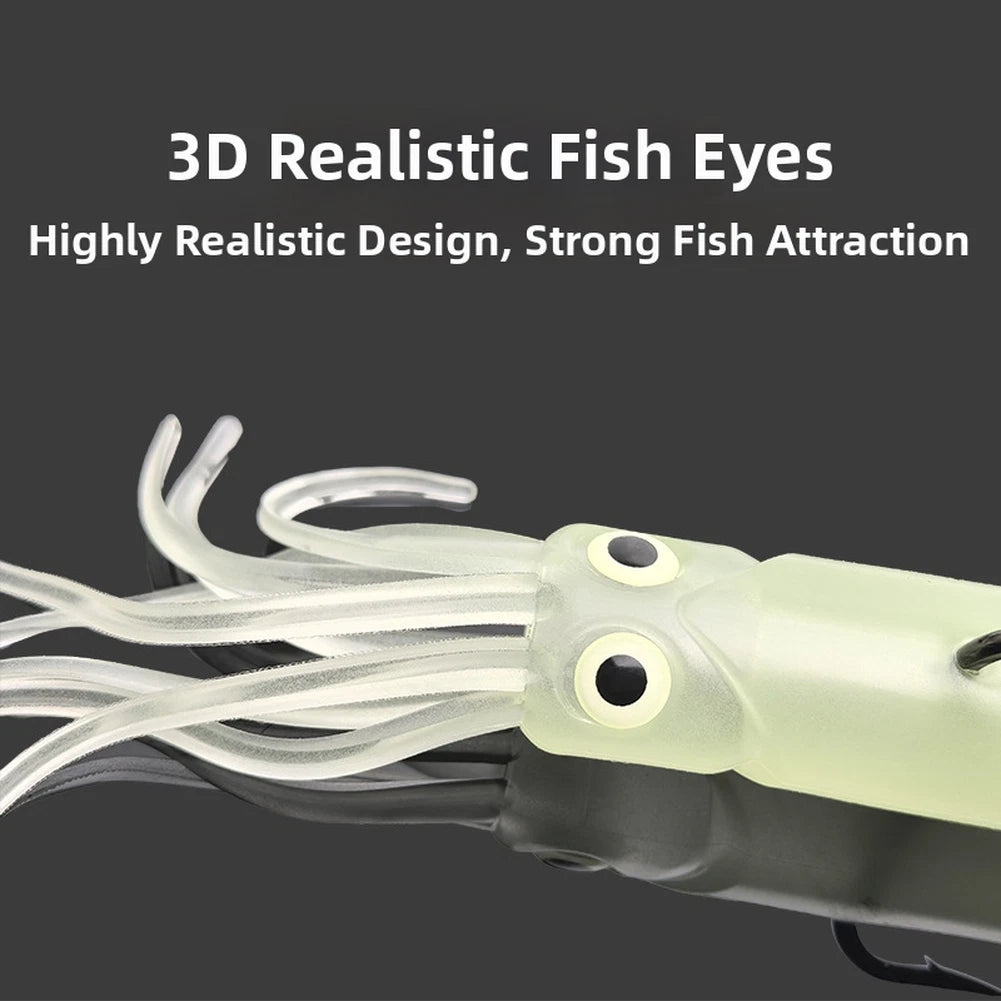 120g Squid Head Soft Bait 21cm with Night Light Effect for Coastal Fishing