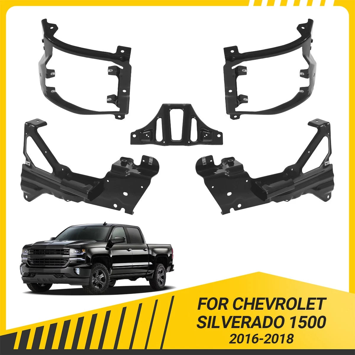 Front Bumper Support & Mount Bracket Set for Chevrolet Silverado 1500 (2016–2018)