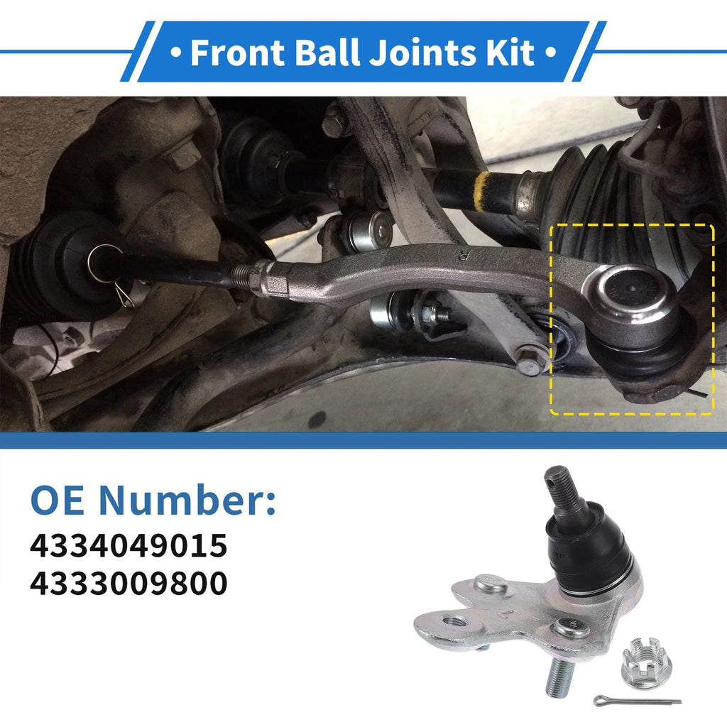 2X Front Lower Ball Joints for Toyota Sienna (2011–2020) No. 4334049015/4333009800