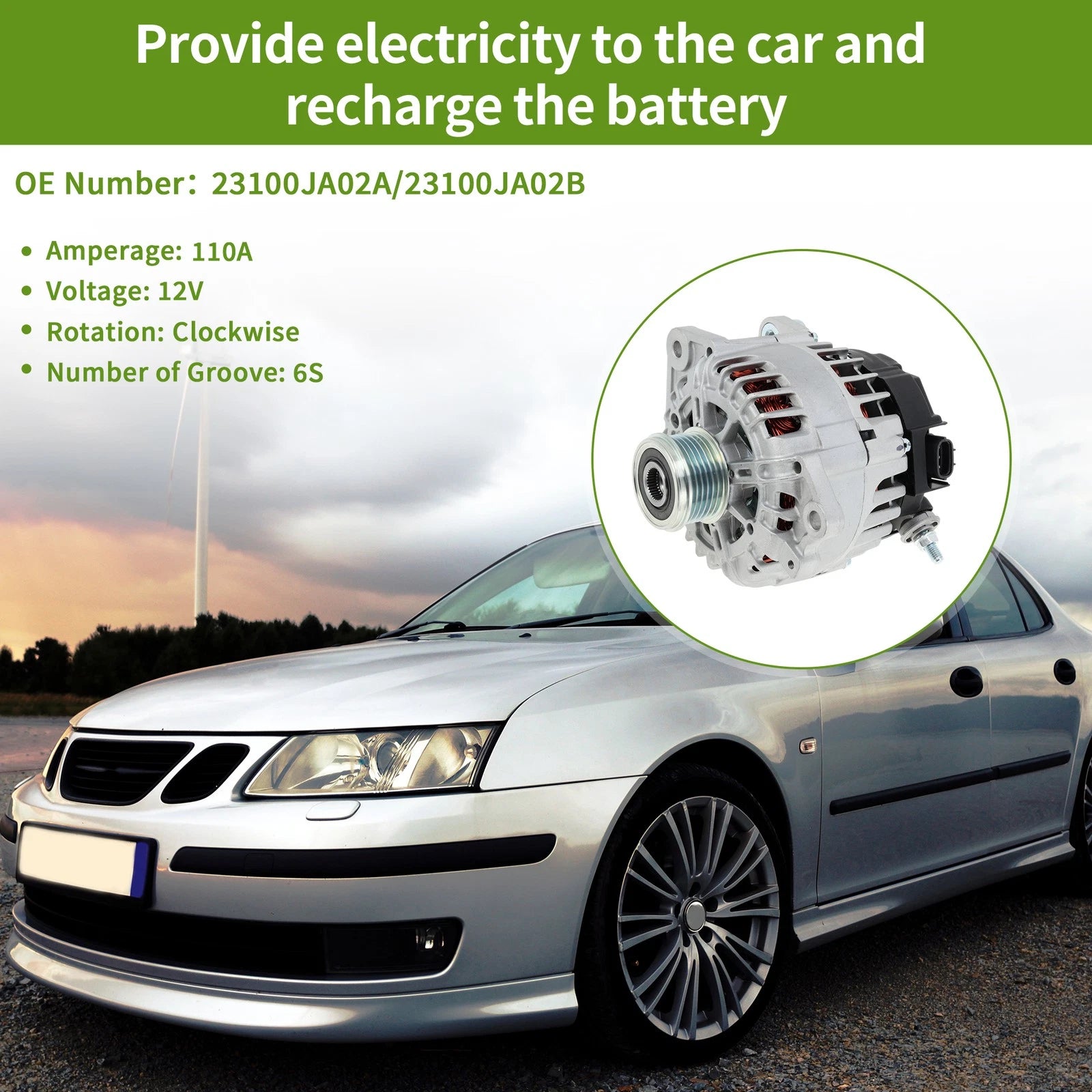 Alternator 110A 12V for Nissan Altima (2007–2012) No. 23100JA02A