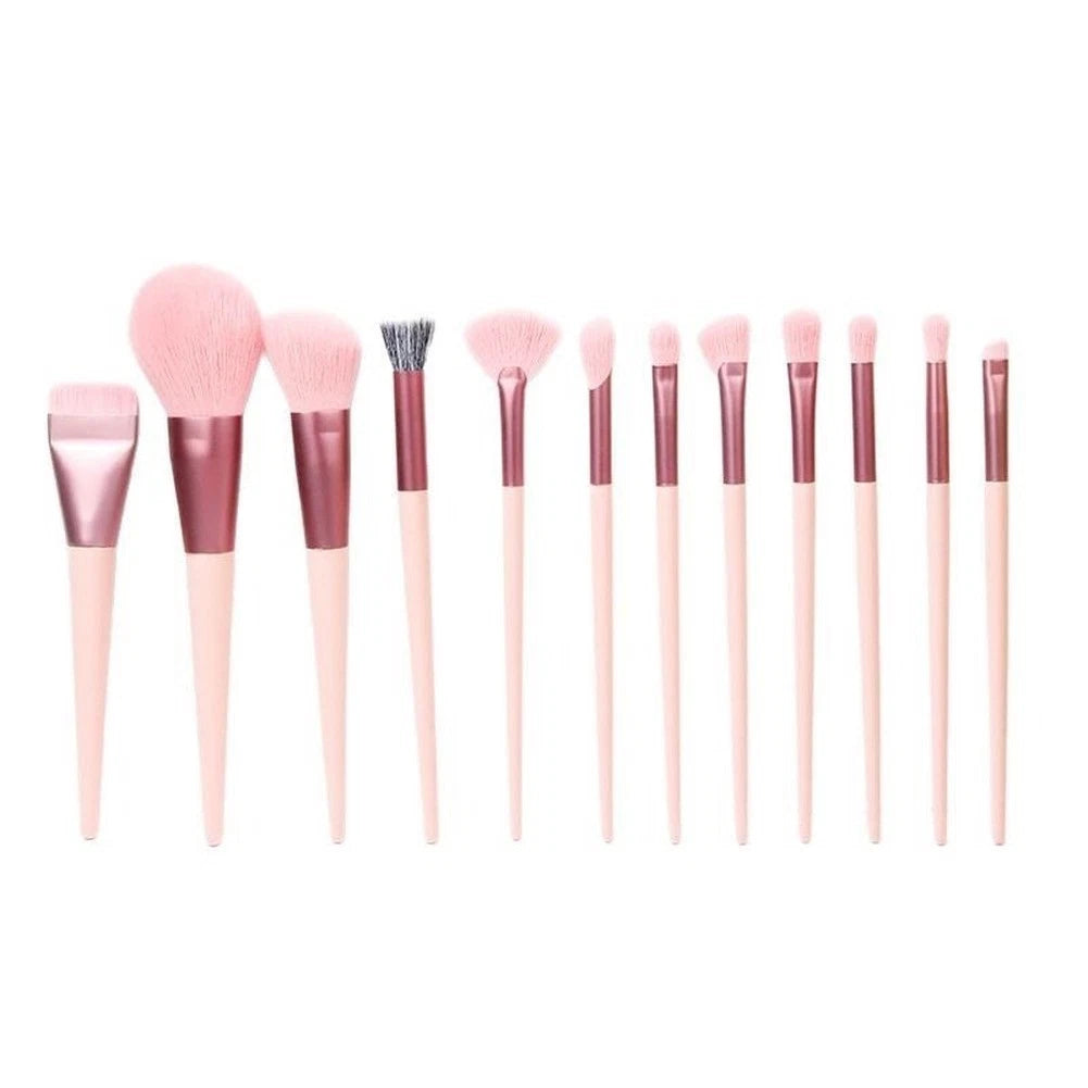 12-Piece Brush Set for Face Eyes Lips (Mineral Blush Foundation)