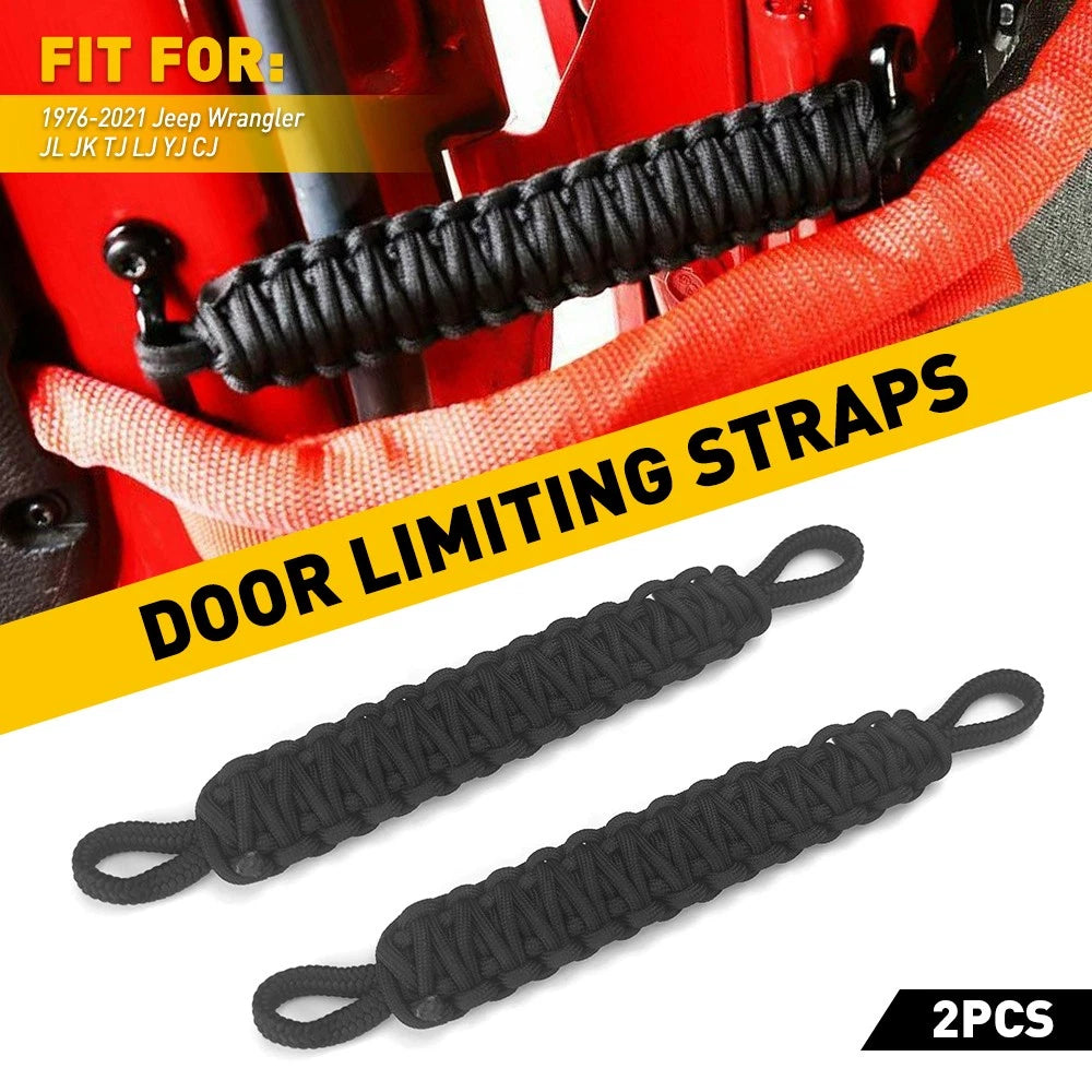 2X Adjustable Door Check Straps for Jeep Wrangler (1997–2018)