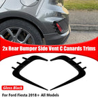 2Pcs Gloss Black Rear Bumper Side Spoiler Vent Trim Canards for Ford Fiesta (2018)