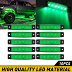 10 Pods Green LED Rock Lights for Jeep (Offroad Truck UTV ATV)