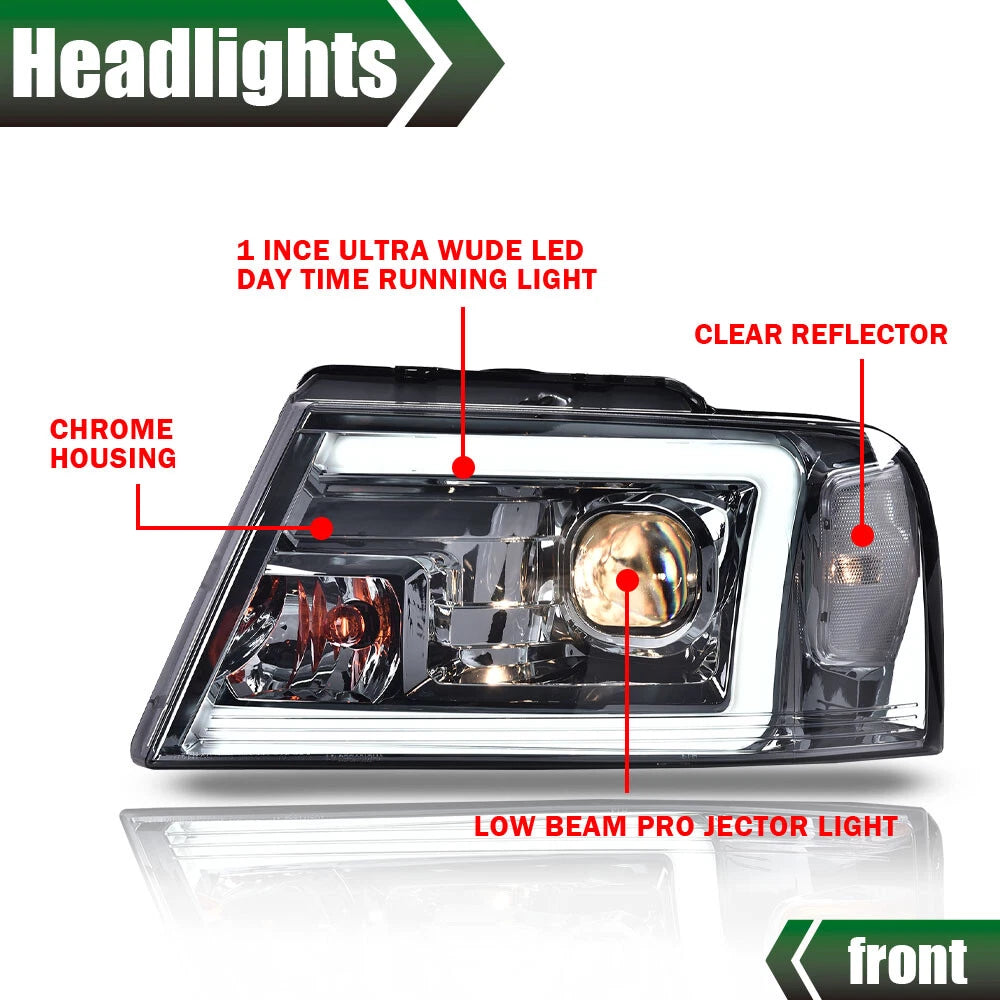 LED DRL Projector Headlights for Ford F-150, Lincoln Mark LT (2004–2008)