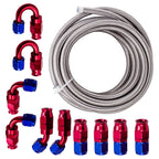 8AN Stainless Steel Braided Fuel Line Fitting Kit for Universal Applications