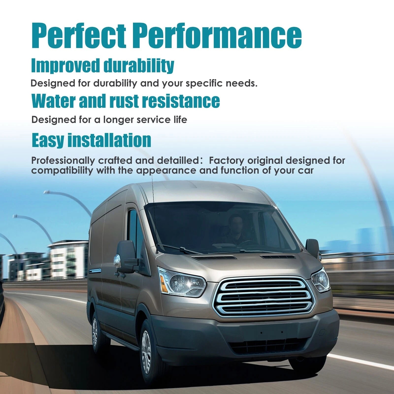 Front Bumper for Ford Transit (2015–2019) Black Plastic