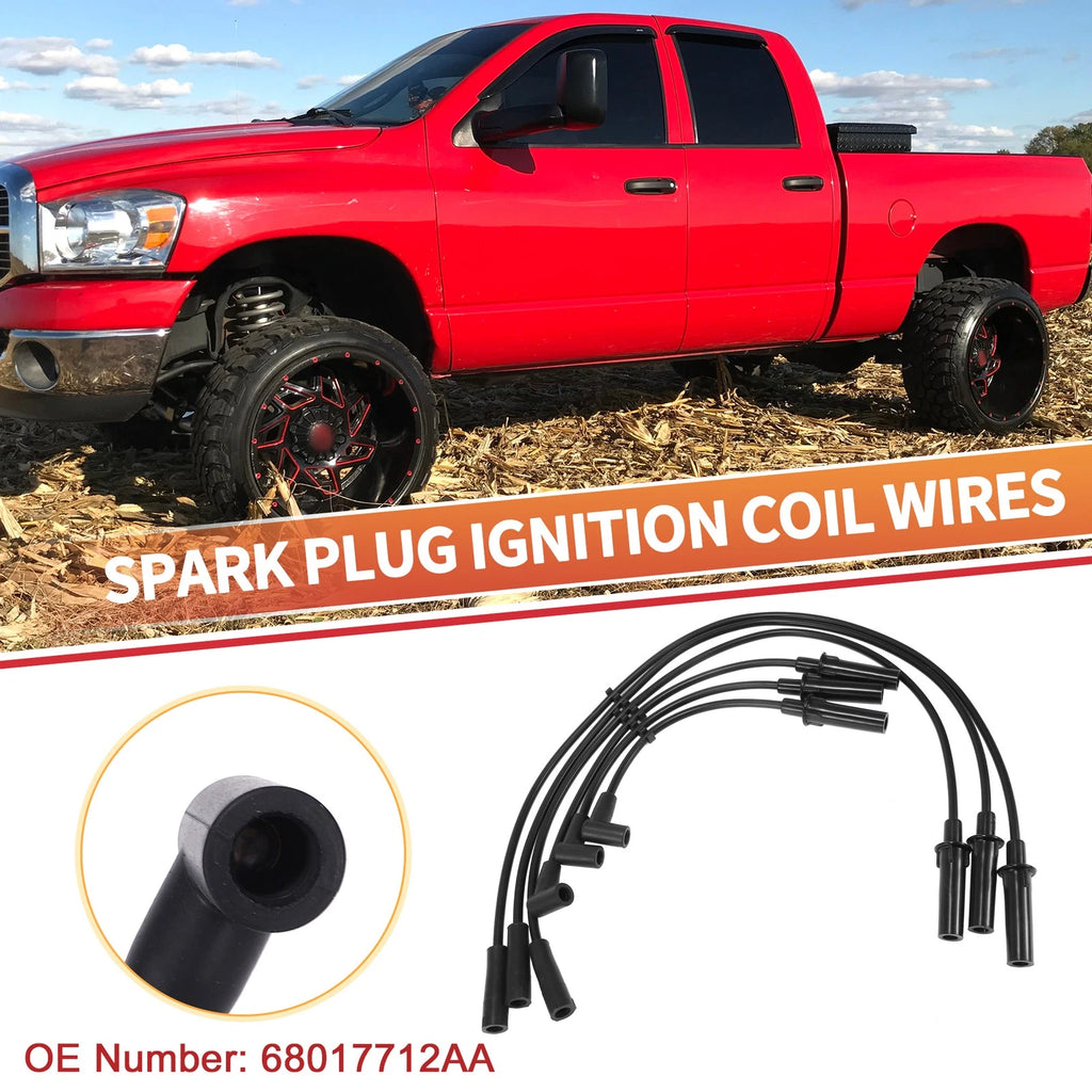 7 Pcs Spark Plug Wire Ignition Coil Cable No. 4728037AC for Dodge Dakota (1999–2003)