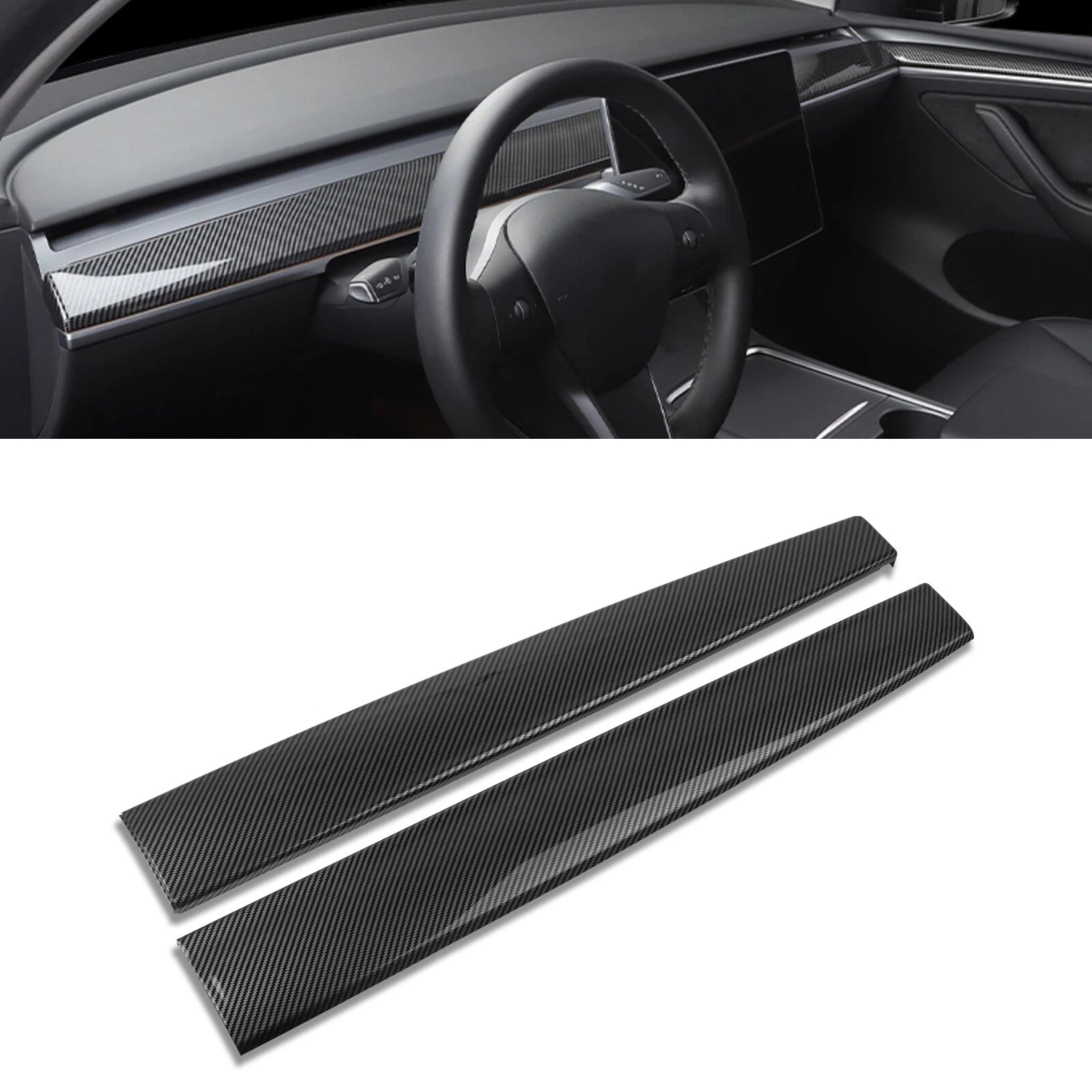Gloss Carbon Fiber Dashboard Panel Cover for Tesla Model 3/Y (2017-2023)