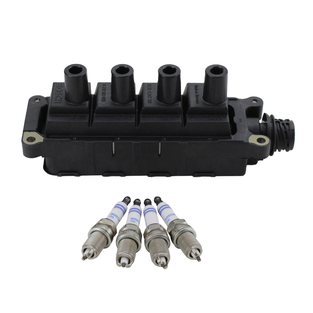 Bosch Ignition Coil & 4 Nickel Spark Plugs for BMW 318i 318is Z3 (1992–2002)