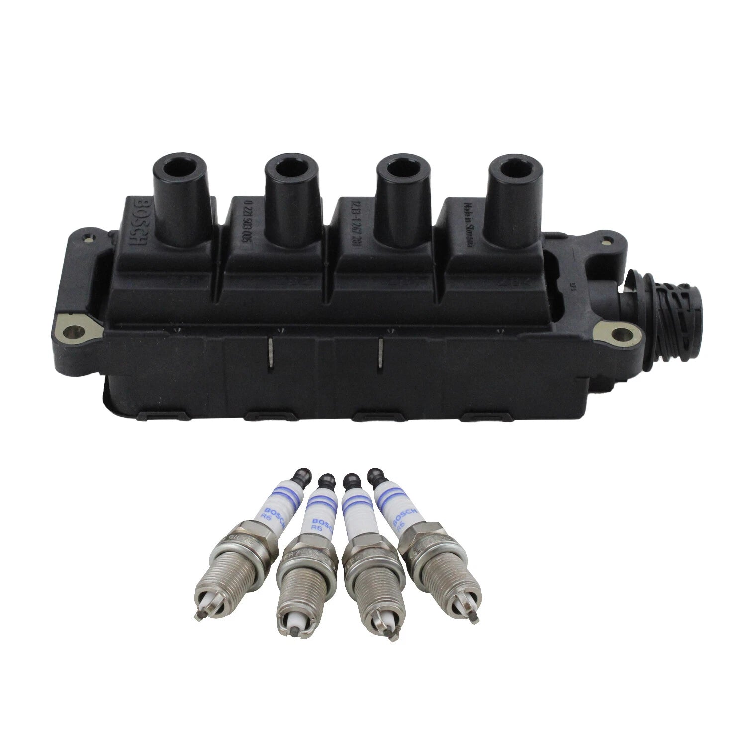 Bosch Ignition Coil & 4 Nickel Spark Plugs for BMW 318i 318is Z3 (1992–2002)