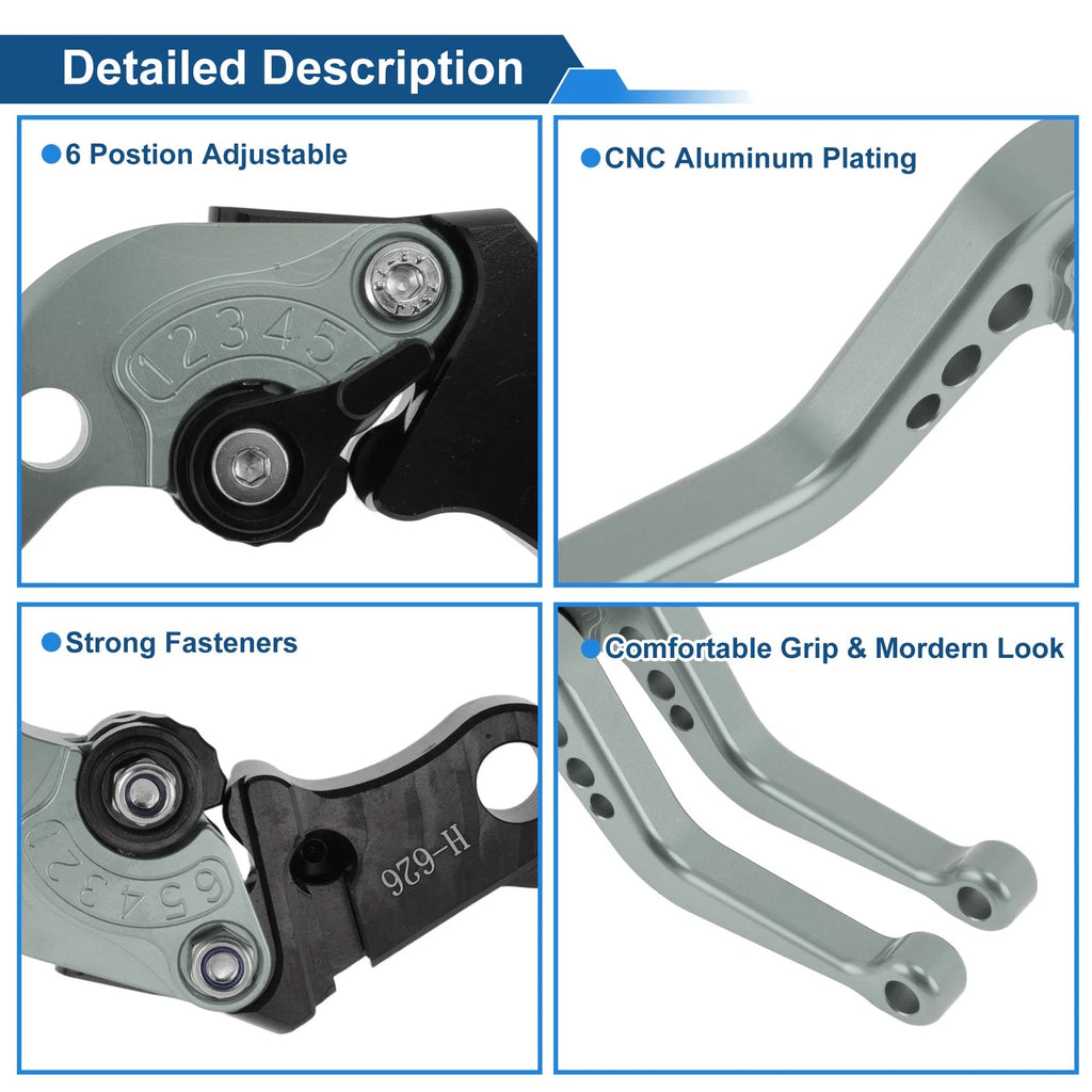Adjustable Short Brake Clutch Levers for Honda CB599/CB600 (2002–2007) Titanium Tone