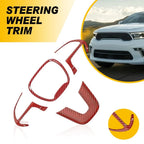 Red Carbon Fiber Interior Steering Wheel Trim for Dodge Challenger (2015–2023) EPY