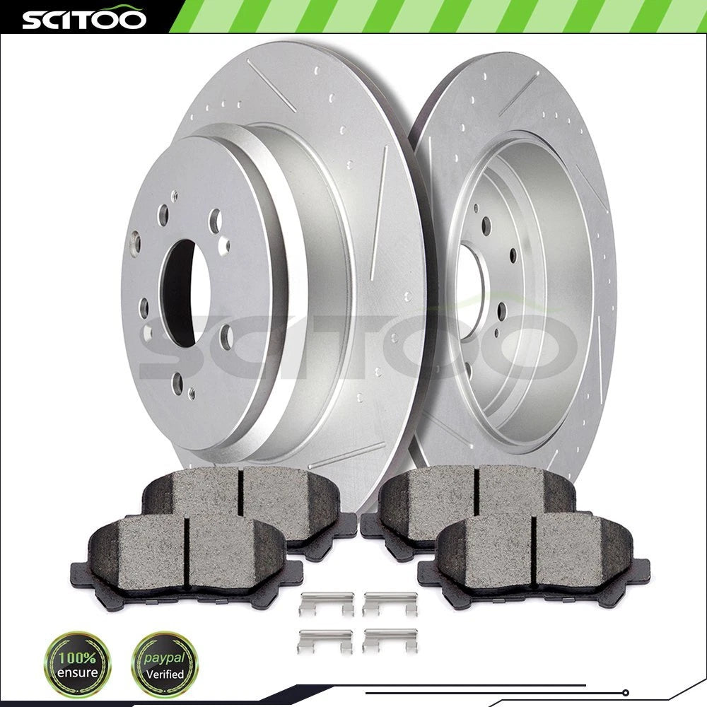 Set of 2 Rear Brake Rotors and Ceramic Pads for Honda Odyssey Pilot Acura MDX ZDX (2011)