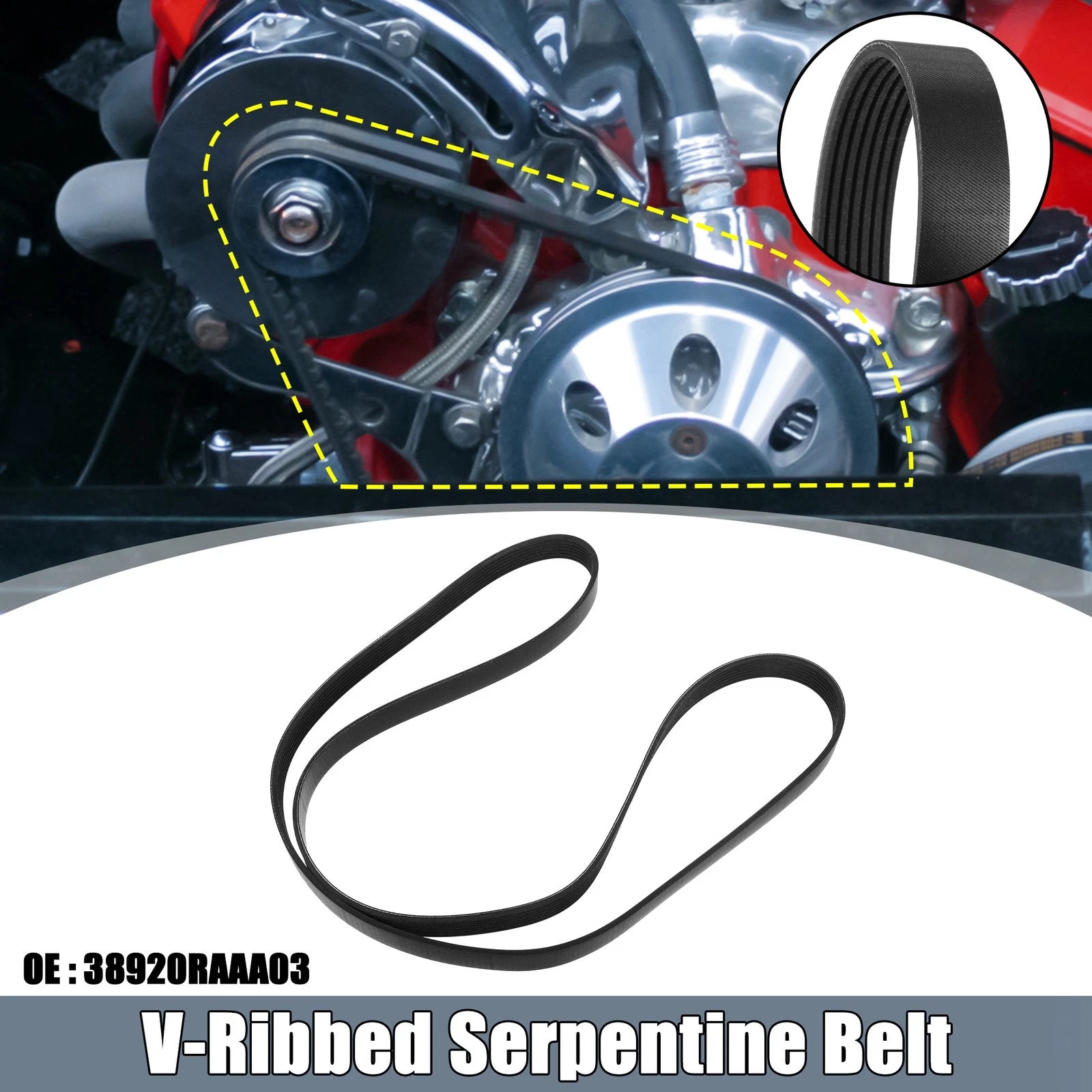V-Ribbed Serpentine Drive Belt No. 38920RAAA03 for Honda Accord (2003–2007)