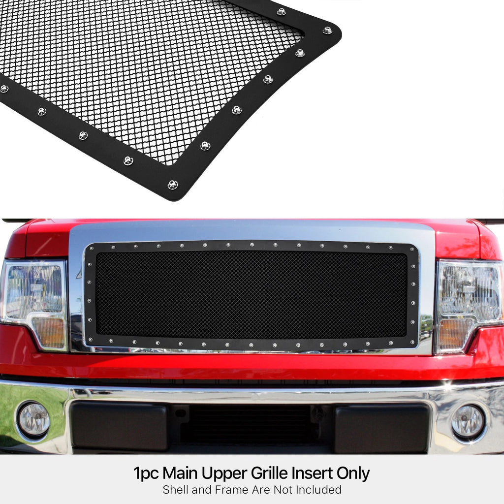 Black Rivet Stainless Steel Mesh Grille for Ford F150 (2009-2012)