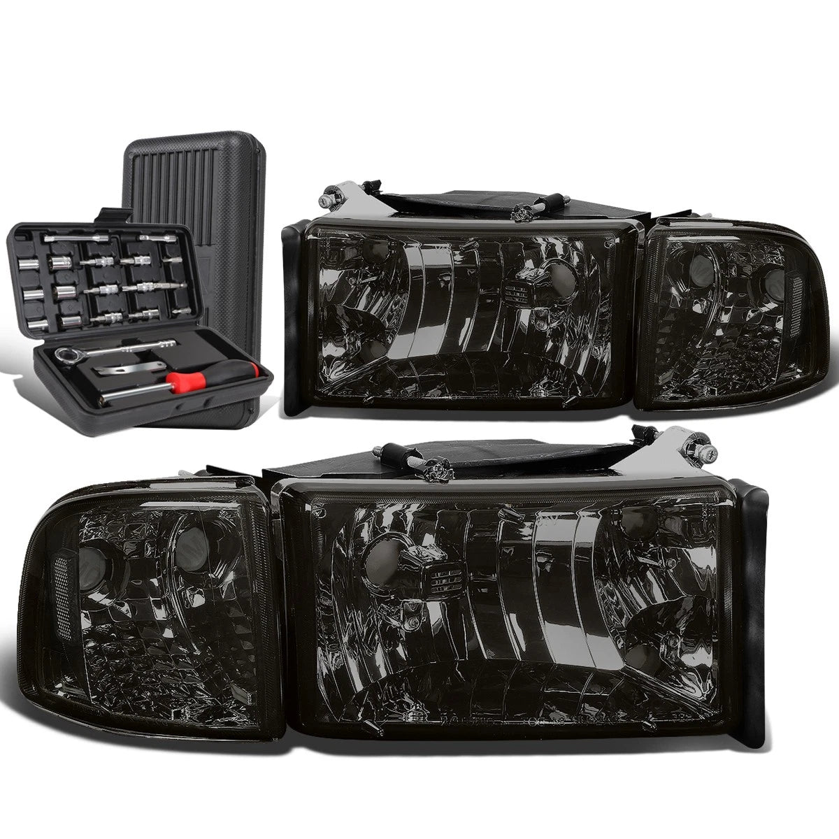 Smoked/Clear Side Headlight Lamps for Dodge Ram Pickup (1994–2002)
