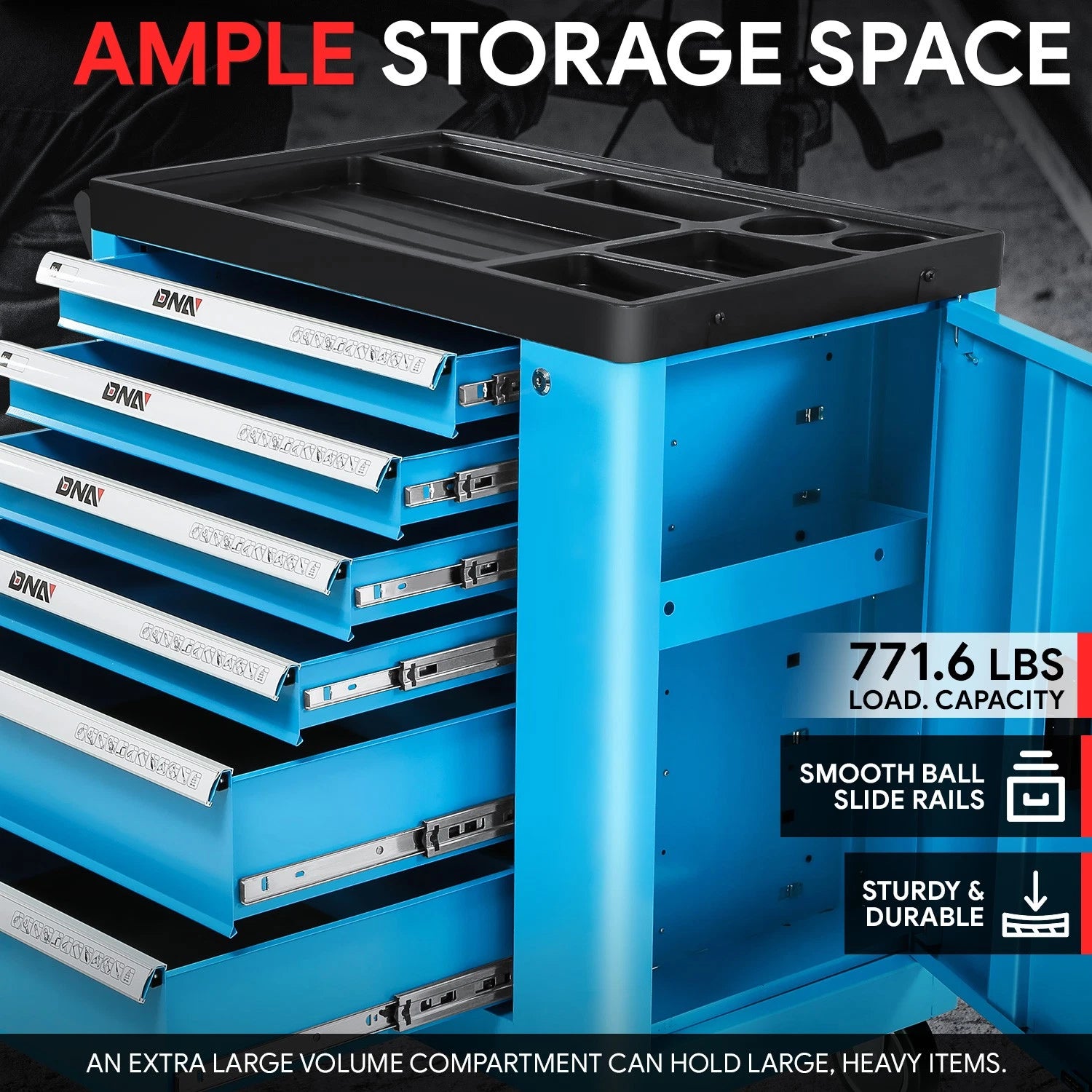 Rolling Tool Chest Cabinet with 6 Drawers for Garage Organizer (Lackable)