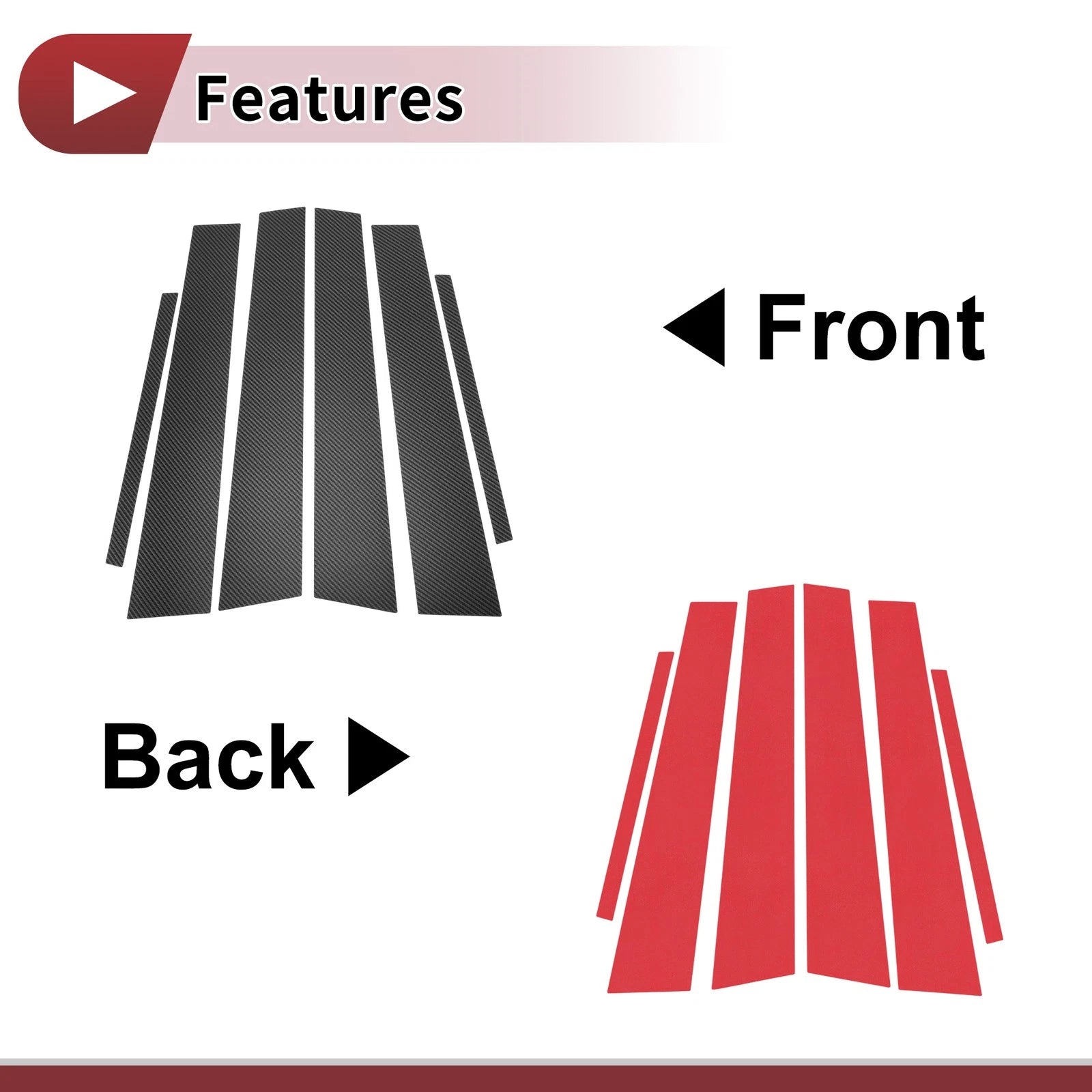 6 Pcs Car Door Pillar Window Trim for Toyota Avalon (2005–2012) Carbon Fiber