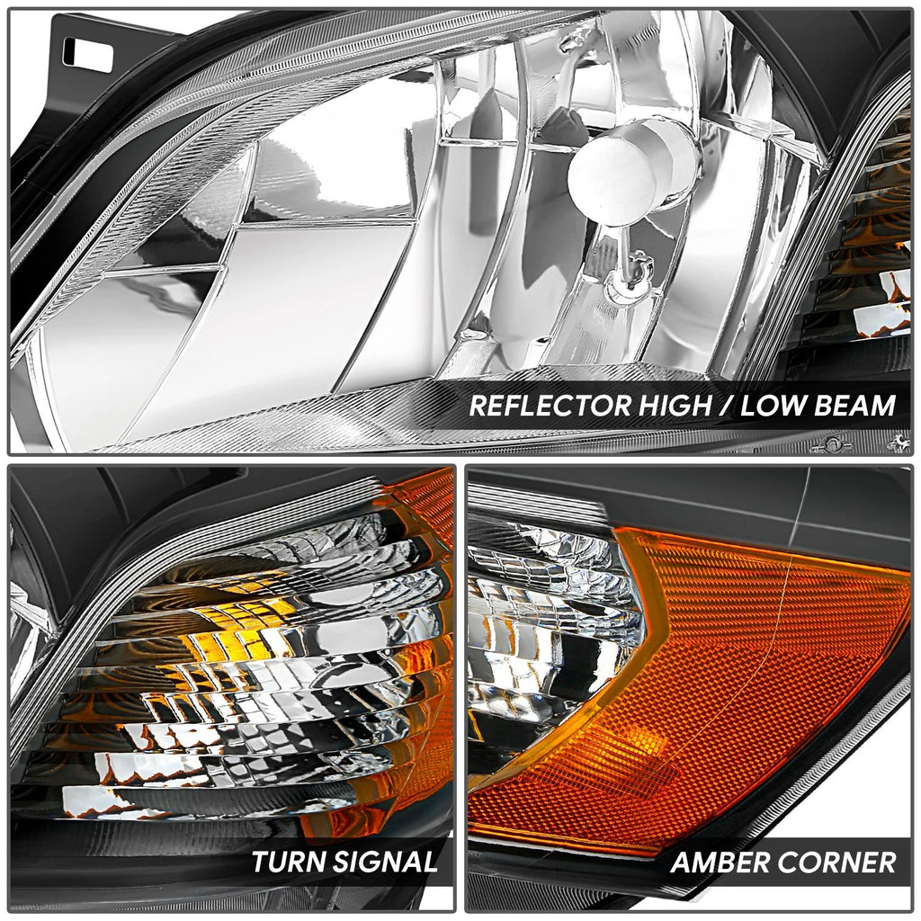 Headlight Assembly for Nissan NV200 (2013–2021) Black Housing Amber Corner