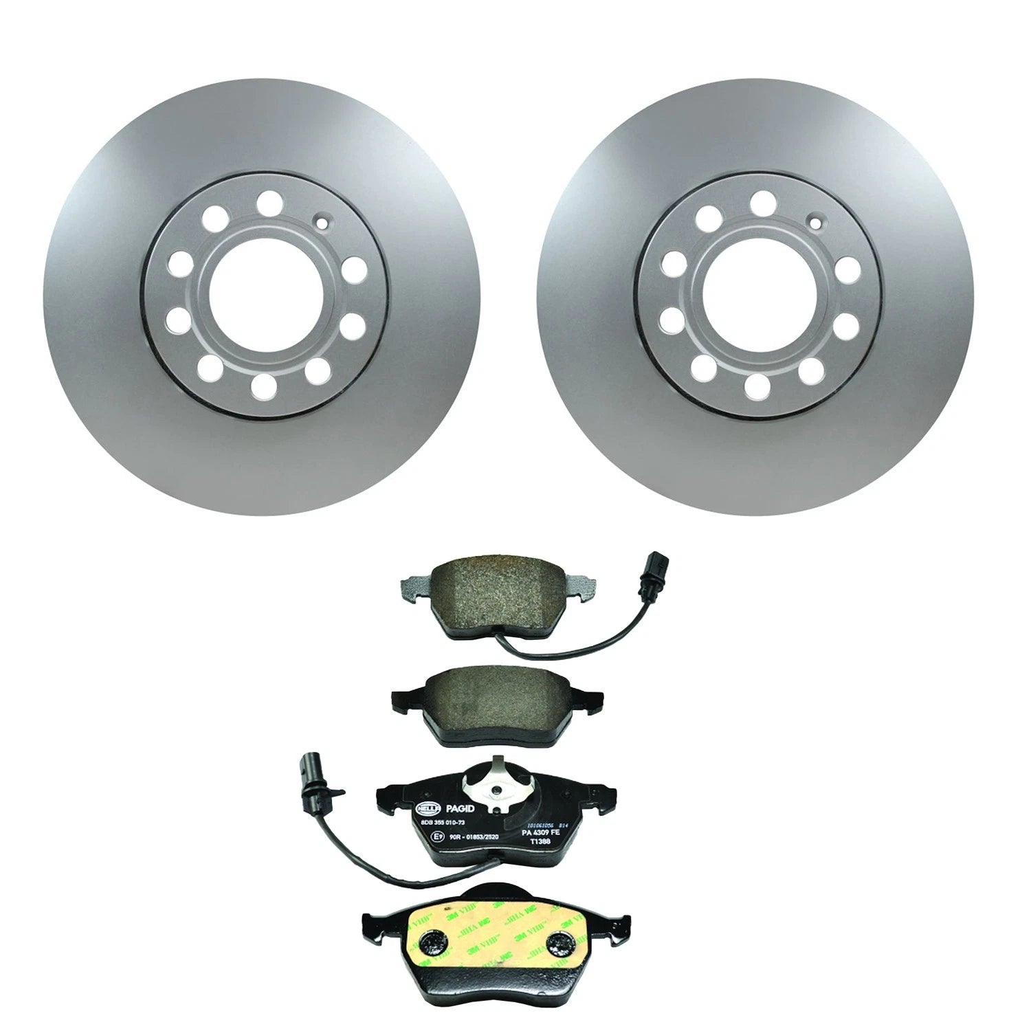 Hella Front Rotors & Low-Met Disc Brake Pad Kit for A4 Quattro A6 Passat (1996–2005)