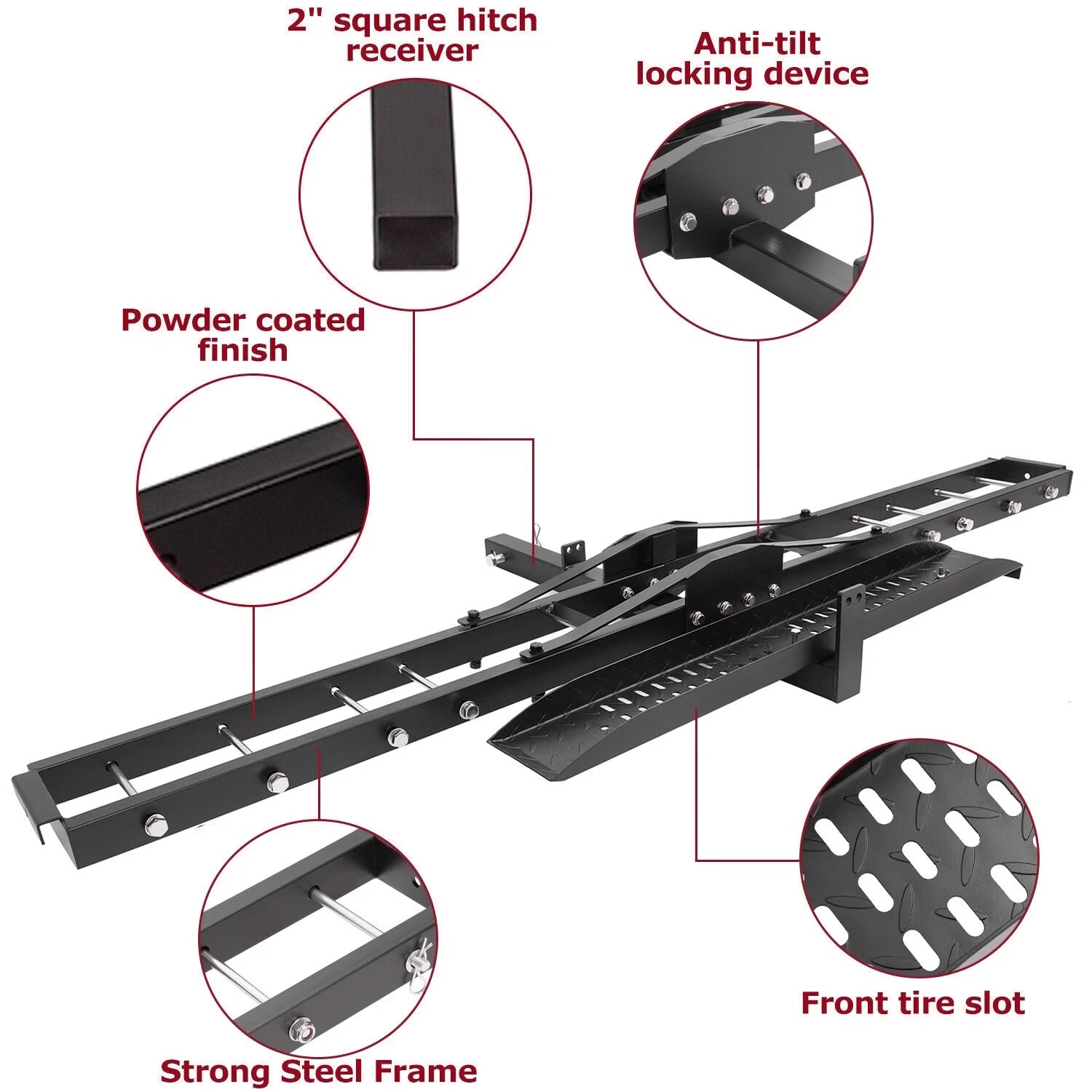 Bike Hitch Carrier Rack for Motorcycle Scooter (500 lbs Capacity)