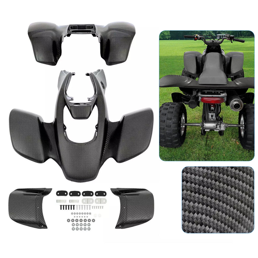 Black Carbon Fiber Front + Rear Fender for Honda TRX400EX (1999–2004)