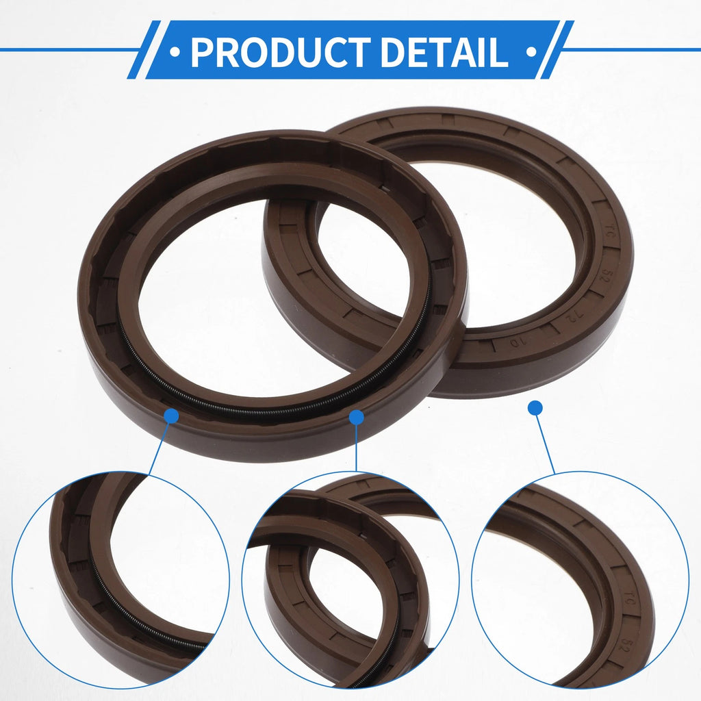 2X Oil Seal Rotary Shaft Seal FKM Rubber 52x72x10mm  
