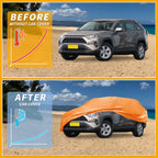 Waterproof Car Cover for Toyota RAV4 (All Weather, Orange, Zipper)